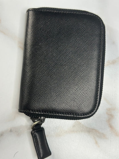 Pre-owned Prada black Saffiano leather compact zippy
