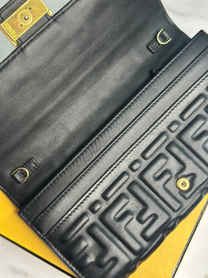 Pre-owned Fendi black Napa leather wallet