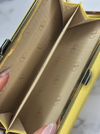 Pre-owned Valentino yellow leather long wallet