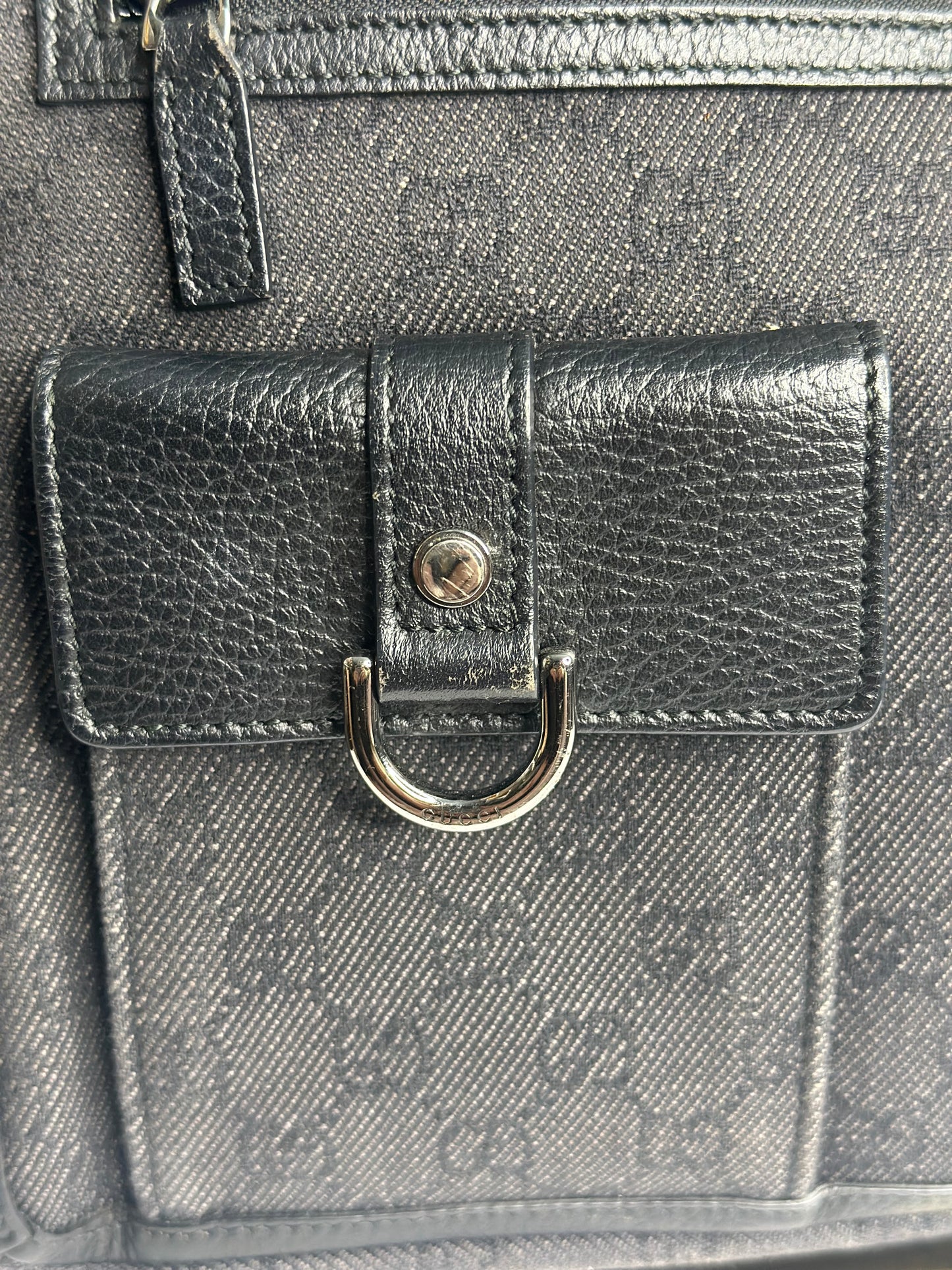 Pre-owned Gucci GG black canvas Abby tote