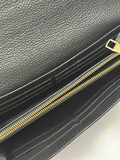 Pre-owned Louis Vuitton black Empriente leather Sara wallet