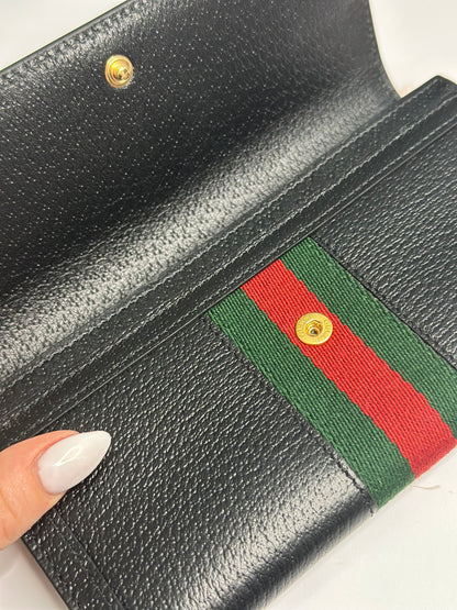 Pre-owned Gucci Ophidia, black, leather continental wallet