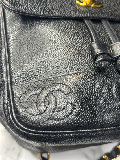 Pre-owned Chanel Black Caviar leather triple C vintage backpack 1996-1997