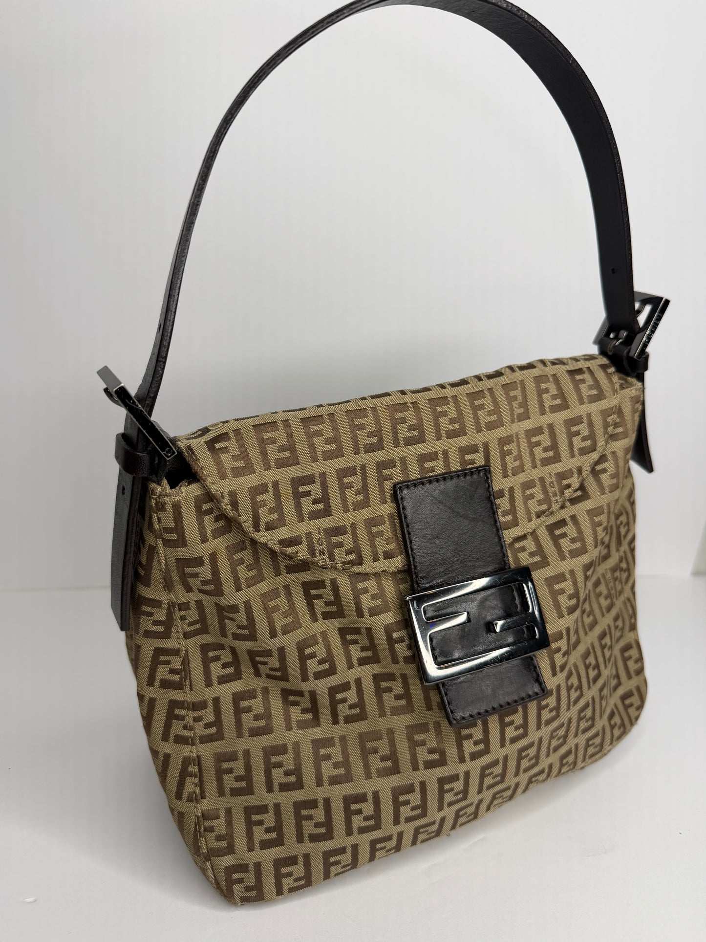 Pre-owned Fendi Zucchino Mamma baguette shoulder bag