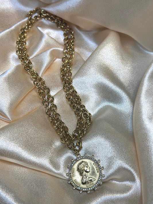 Queen Coin double wrap necklace