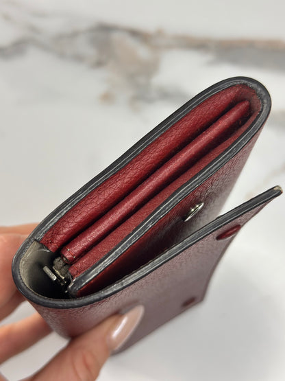 Pre-owned Celine Burgundy Leather Multifunction Flap Wallet