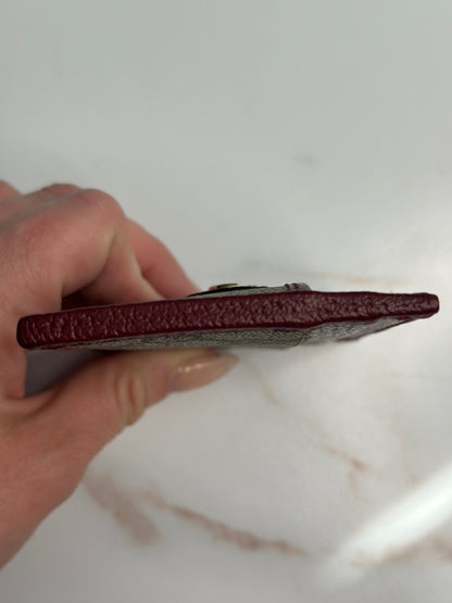 Pre-owned Gucci GG Ophidia burgundy canvas x leather cardholder