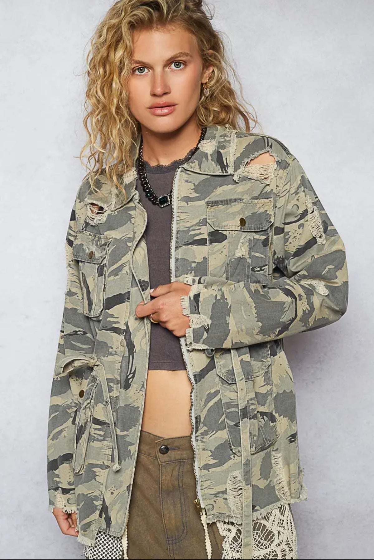 Desert Dreamer Distressed Camo Jacket
