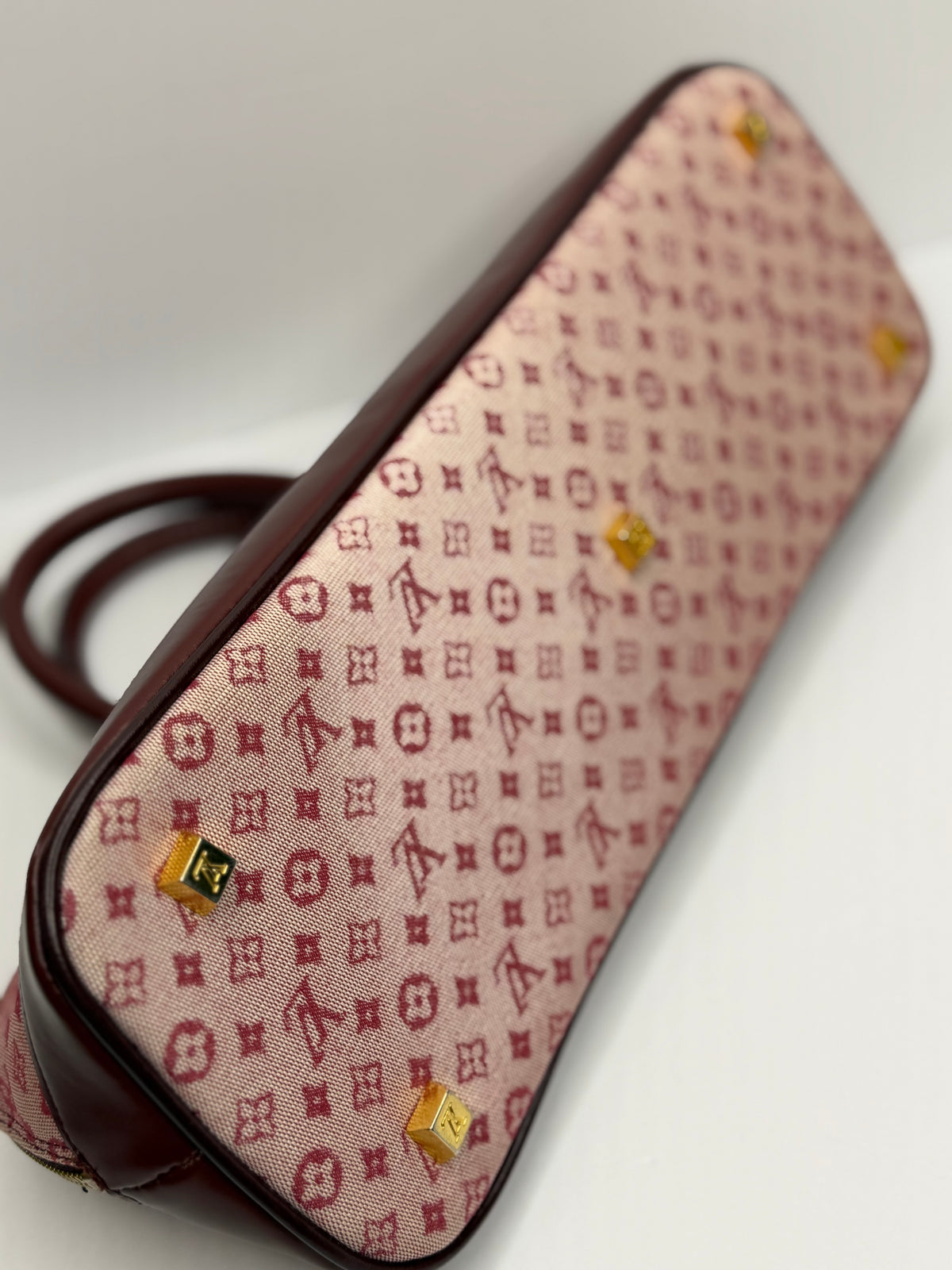 Pre-owned Louis Vuitton Mini Lin Cherry Canvas Alma long top handle tote