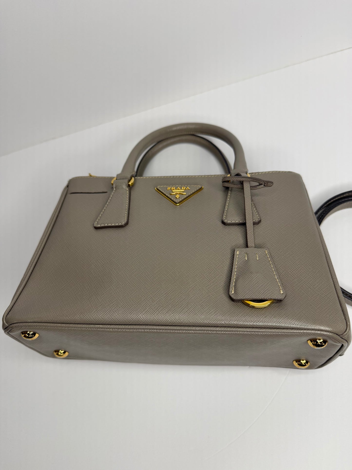 Pre-owned Prada Saffiano leather small two way tote