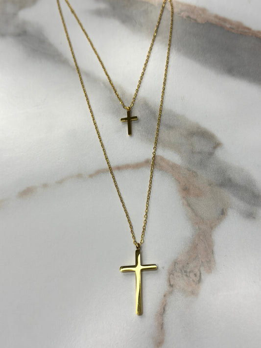 Double Layer Cross Necklace