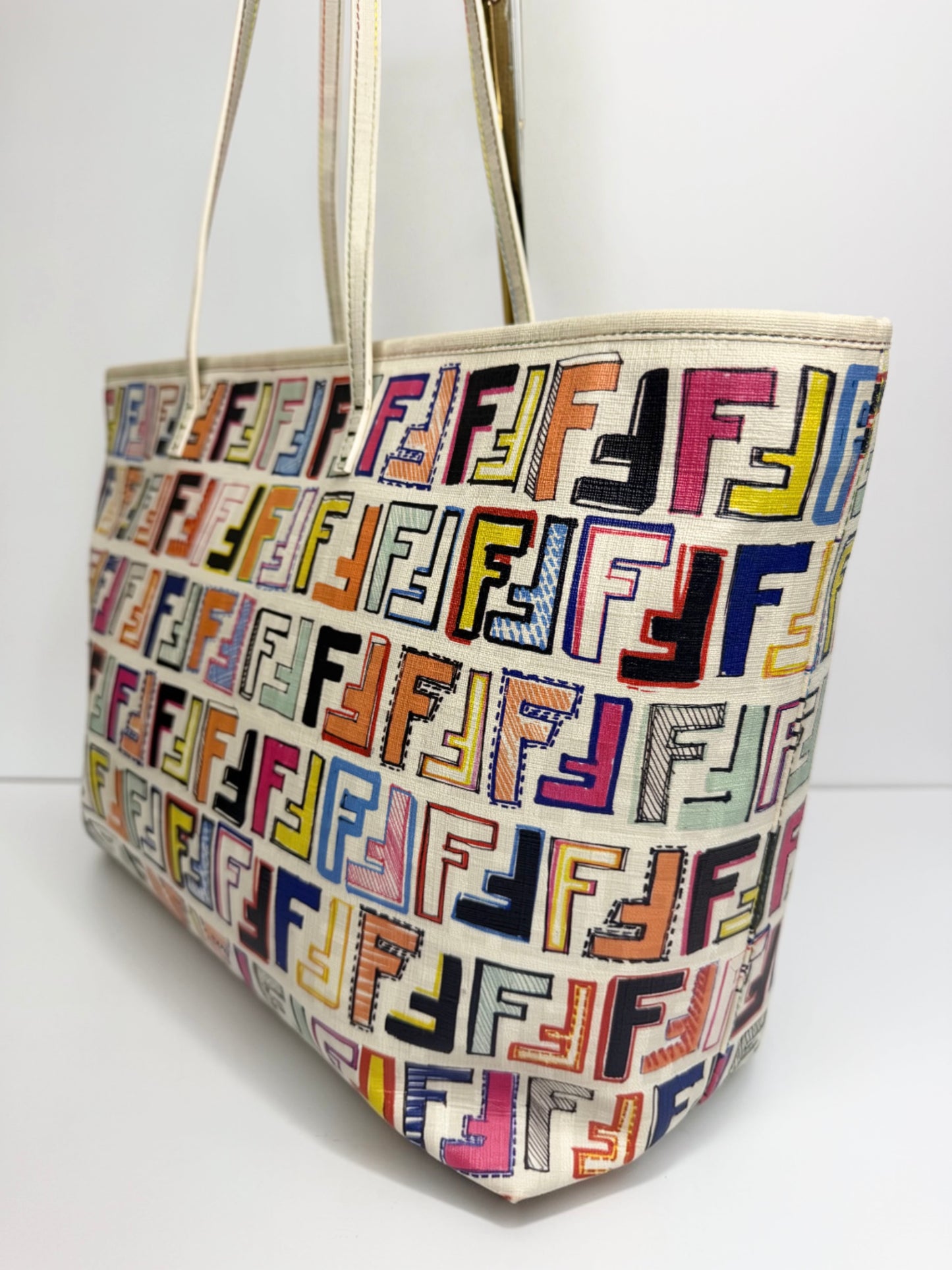 Pre-owned Fendi multicolor canvas 
Zucca FF Roll Tote Medium