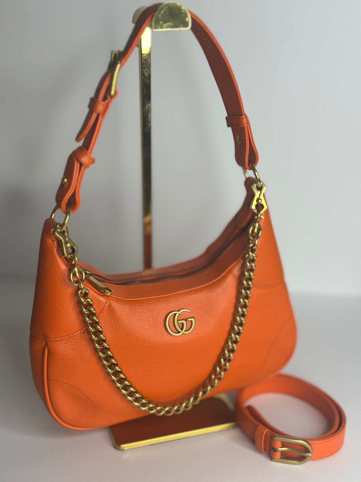 Pre-owned Gucci orange leather small Aphrodite two way shoulder bag/crossbody