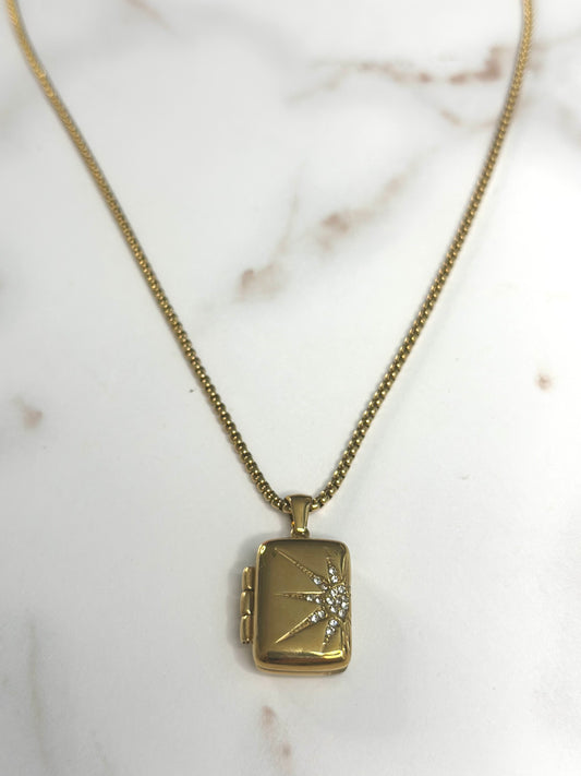 Starburst locket necklace