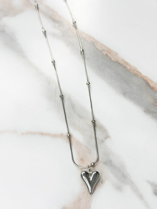 Dainty Puff Heart SLR Necklace