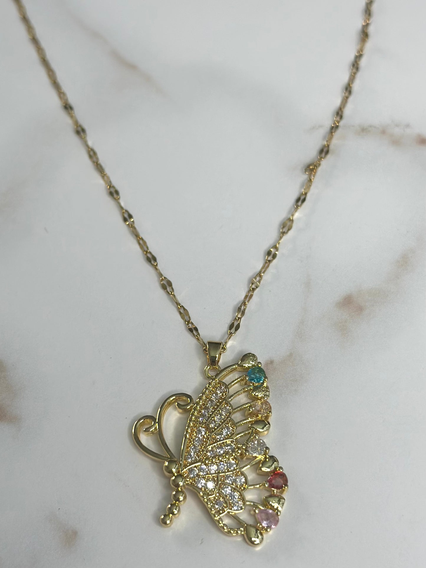 Multicolor butterfly necklace