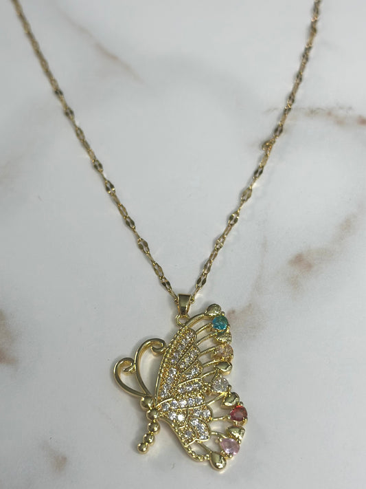 Multicolor butterfly necklace