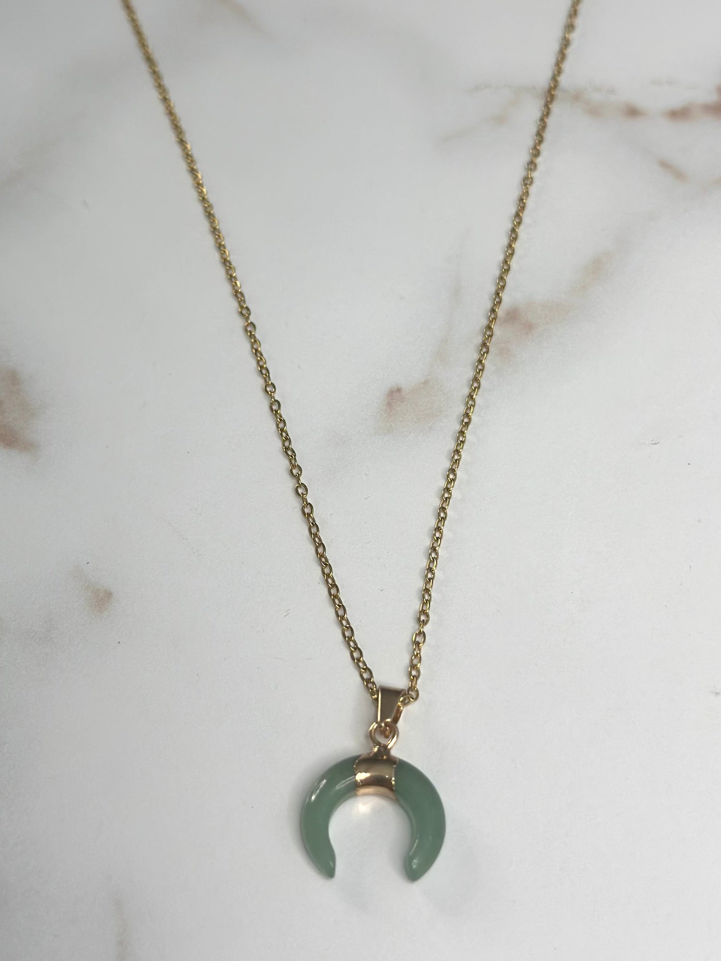 Light green crescent necklace