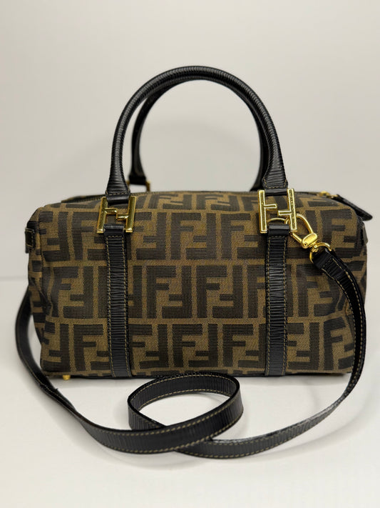 Pre-owned Fendi Zucca brown canvas Boston bag