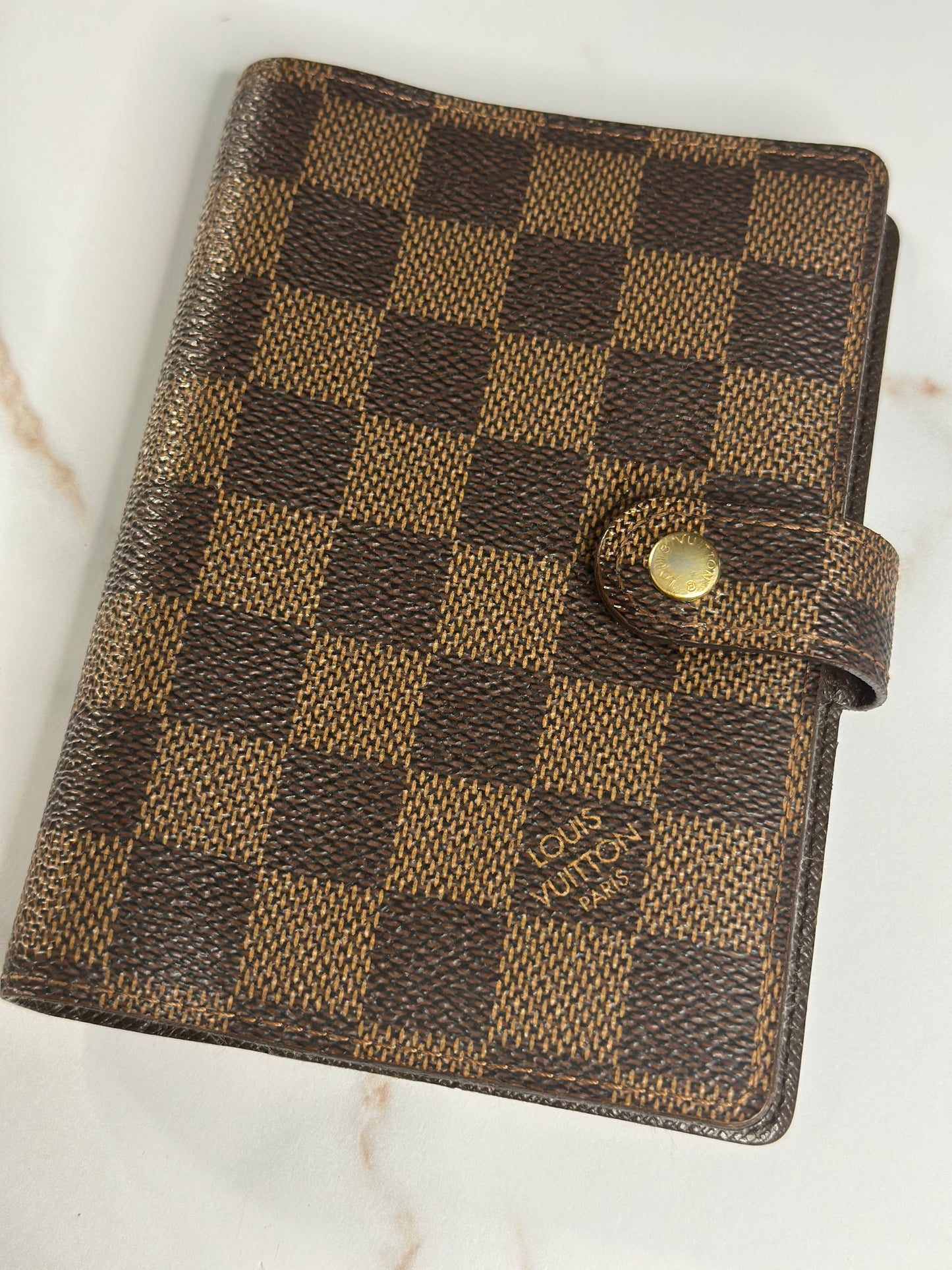 Pre-owned Louis Vuitton Damier Ebene canvas agenda PM