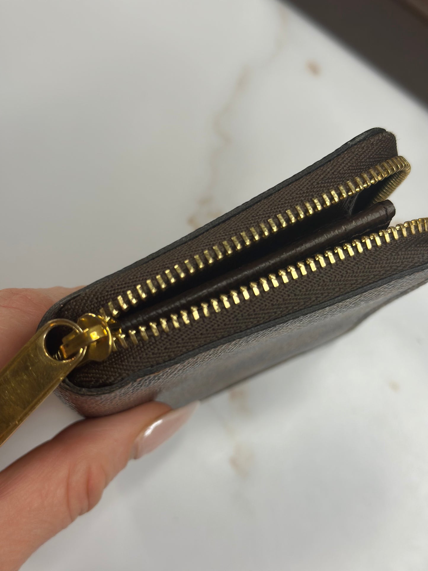 Pre-owned Louis Vuitton Damier Ebene compact wallet
