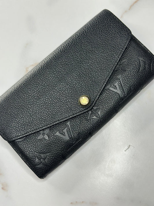 Pre-owned Louis Vuitton black Empriente leather Sara wallet