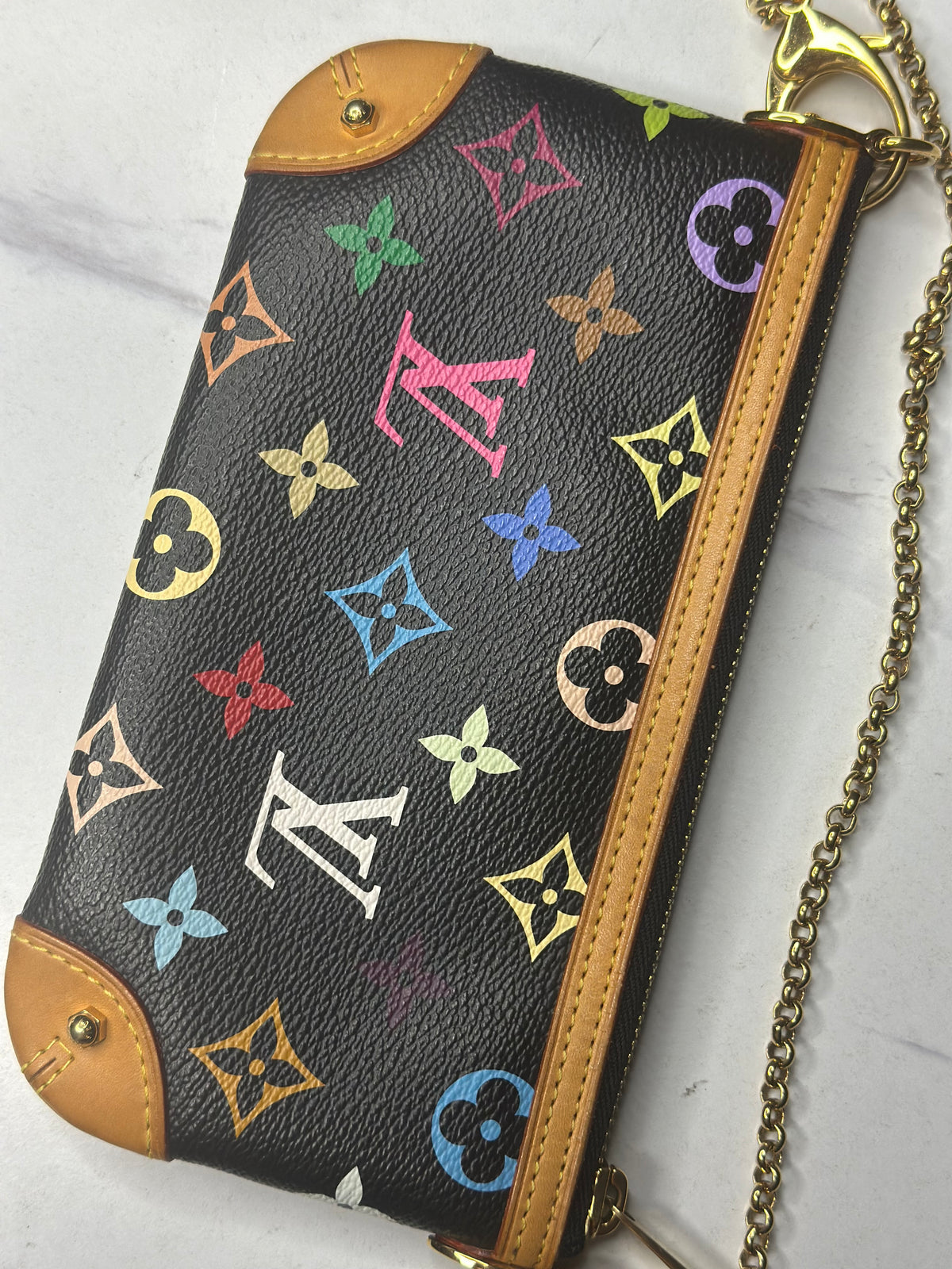 Pre-owned Louis Vuitton Monogram Multicolor Pochette Milla MM Black