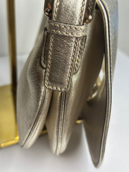 Pre-owned Gucci light, gold, metallic leather shoulder bag