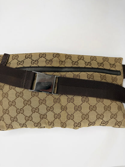 Pre-owned Gucci GG Canvas Double Pocket belt bag