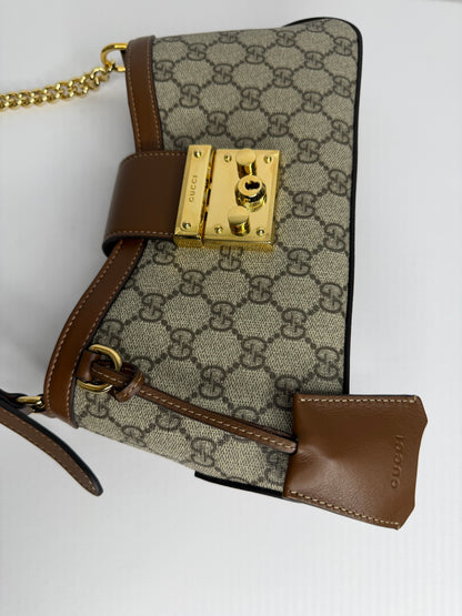 Pre-owned Gucci GG Canvas padlock shoulder bag