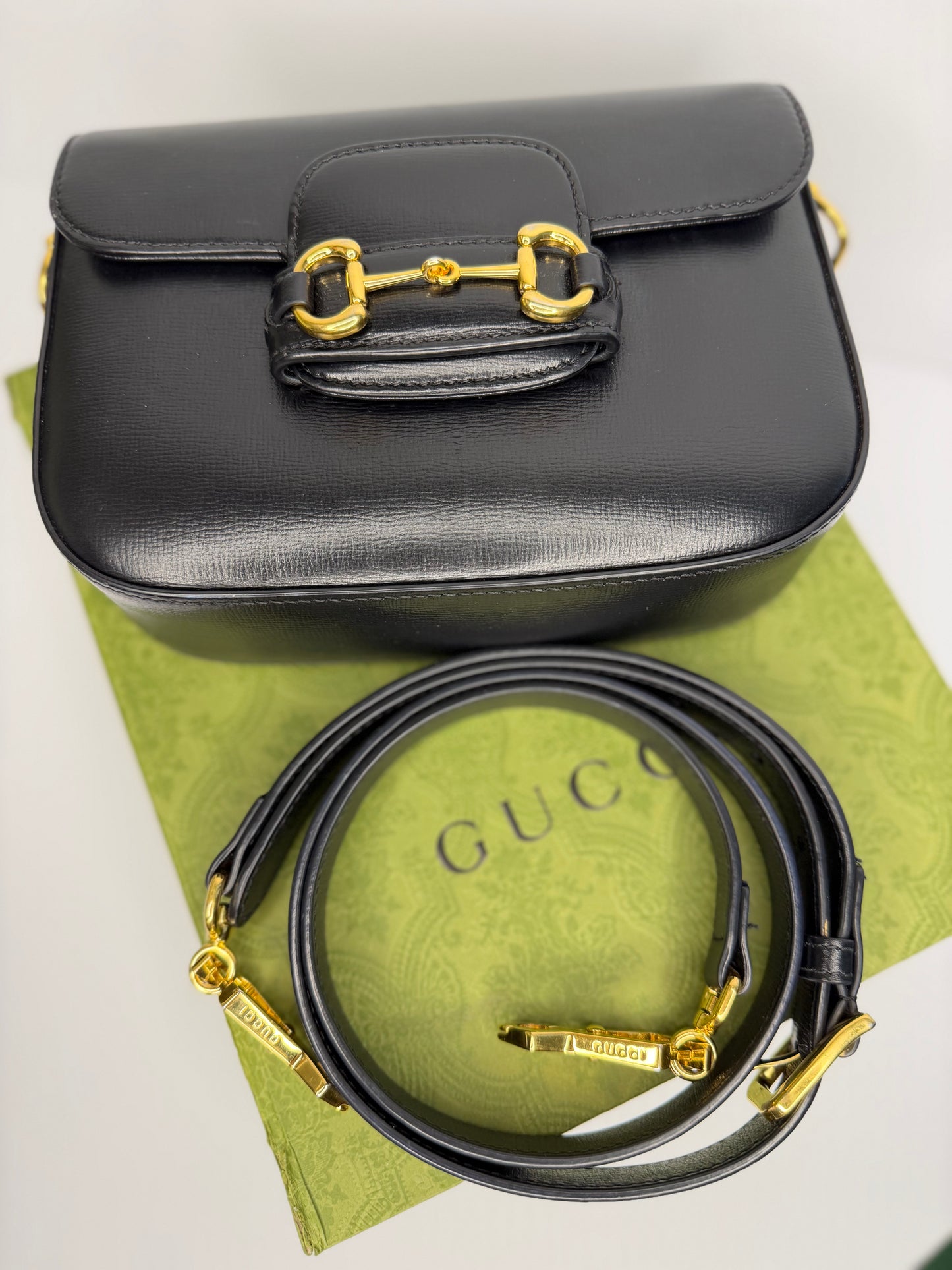 Pre-owned Gucci Horsebit 1955 small shoulder bag black leather