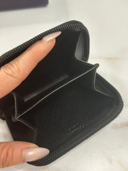 Pre-owned Prada black Saffiano leather compact zippy