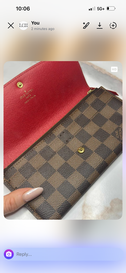 Pre-owned Louis Vuitton Damier Ebene Emilie Wallet
