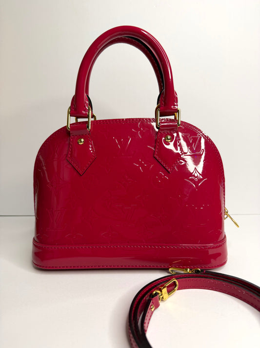 Pre-owned Louis Vuitton Vernis Alma BB Rose Indien Crossbody