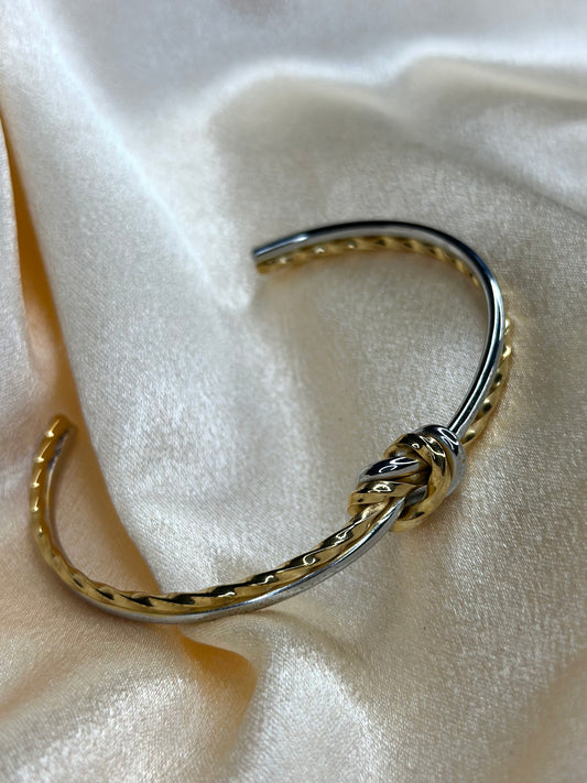 Santa Monica knot cuff two tone bangle