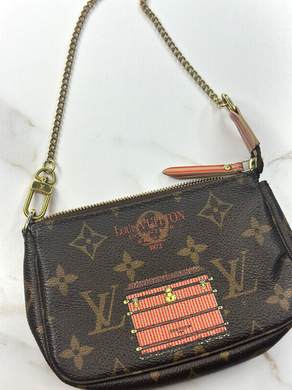 Pre-owned Louis Vuitton Monogram Trunks and Locks Mini Pochette Accessories