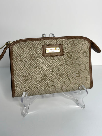 Pre-owned Christian Dior vintage canvas cosmetic pouch