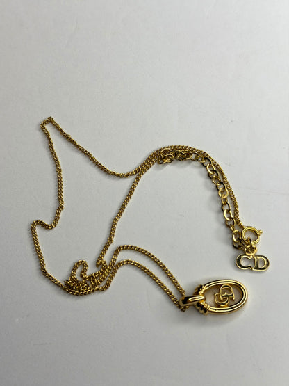 Pre-owned Christian Dior Vintage CD pendant necklace