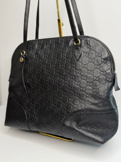 Pre-owned Gucci Guccissima black leather Bree shoulder tote