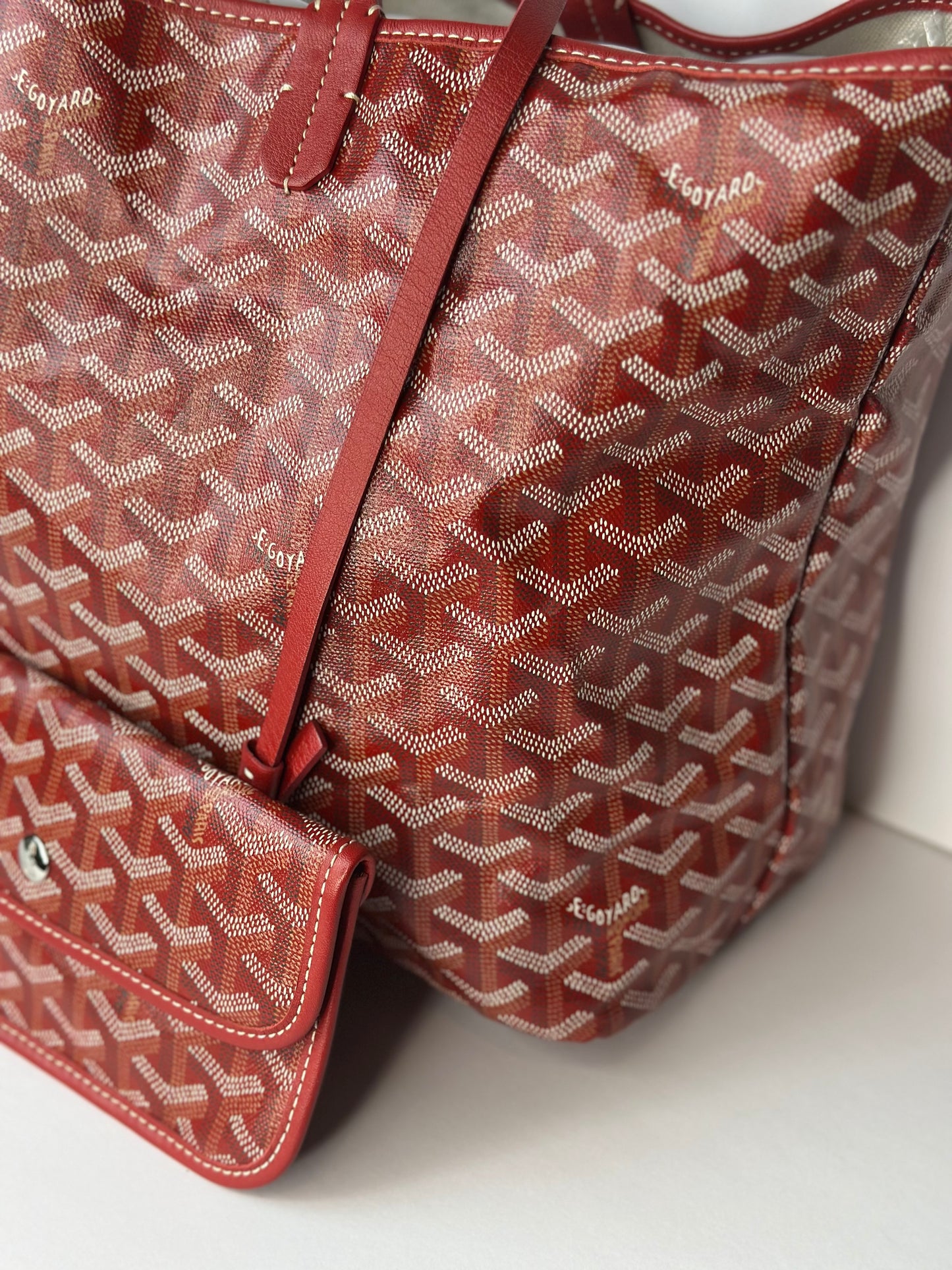 Pre-owned Goyard Red Goyardine canvas St. Louis PM tote