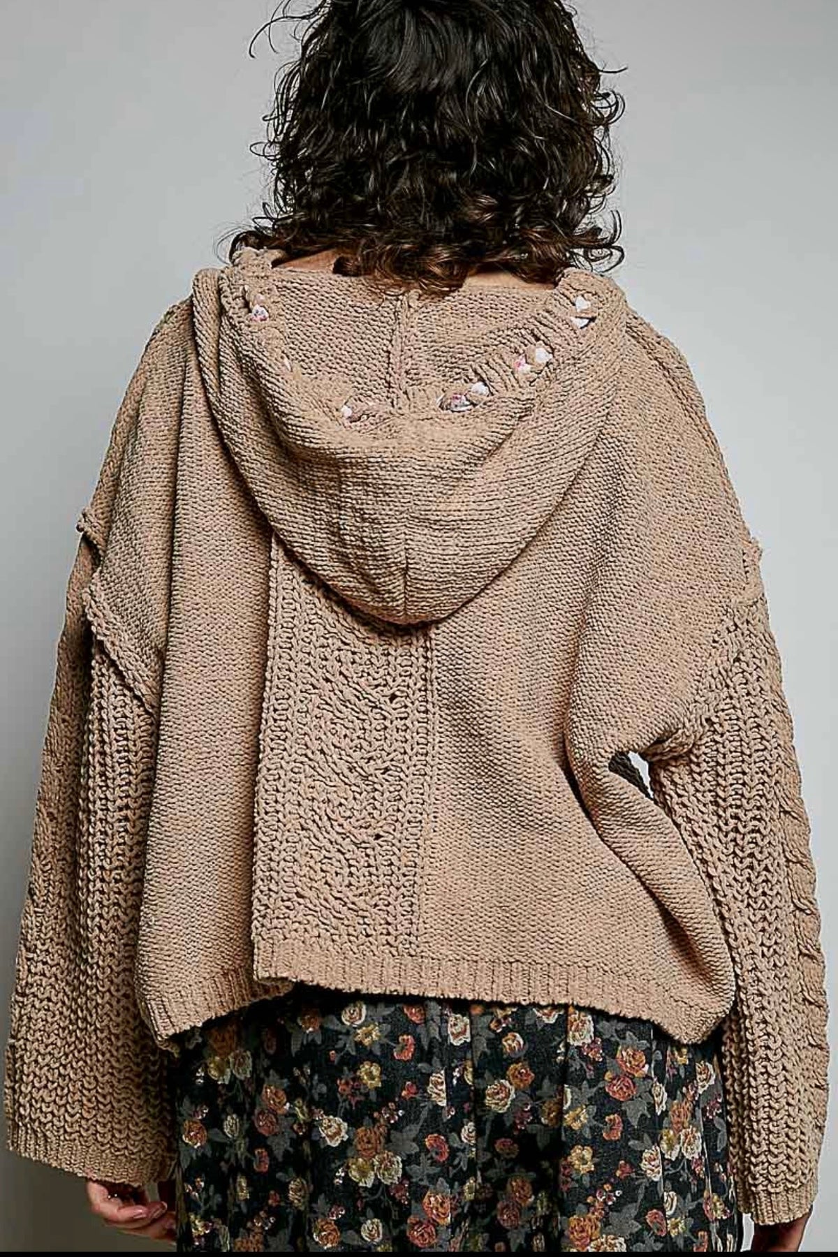 Caramel oversize cable knit sweater