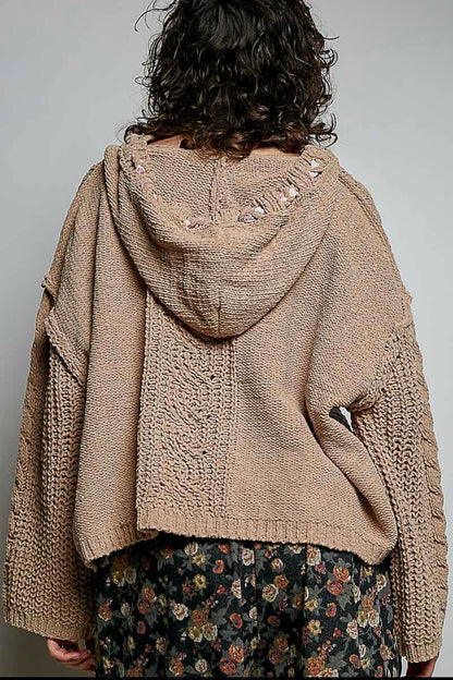 Caramel oversize cable knit sweater