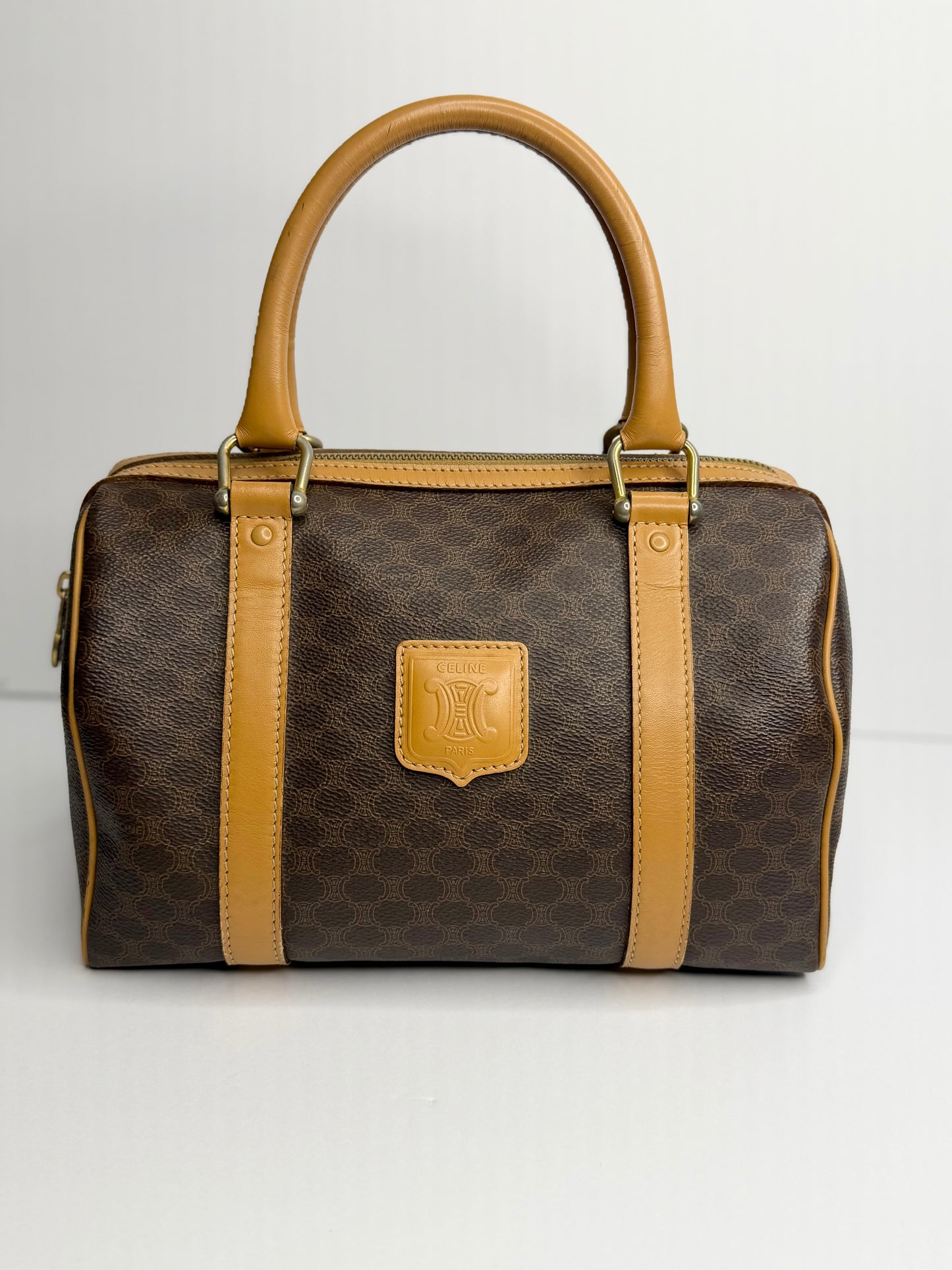 Pre-owned Celine Macadam canvas  Mini Boston bag