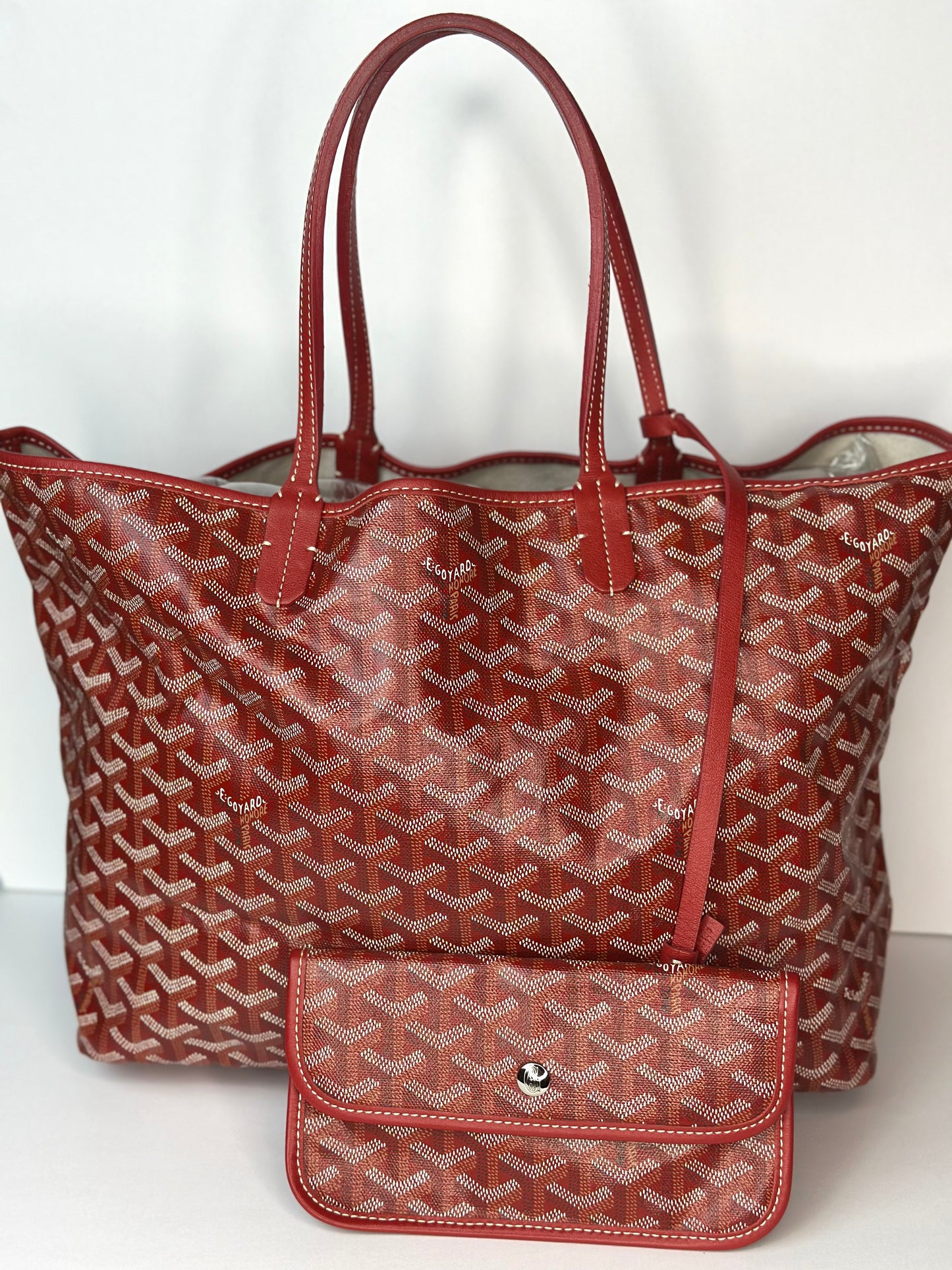Pre-owned Goyard Red Goyardine canvas St. Louis PM tote
