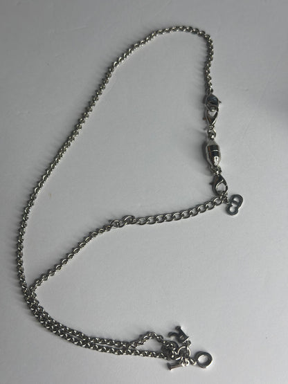 Pre-owned Christian Dior DIOR logo, palladium plated necklace