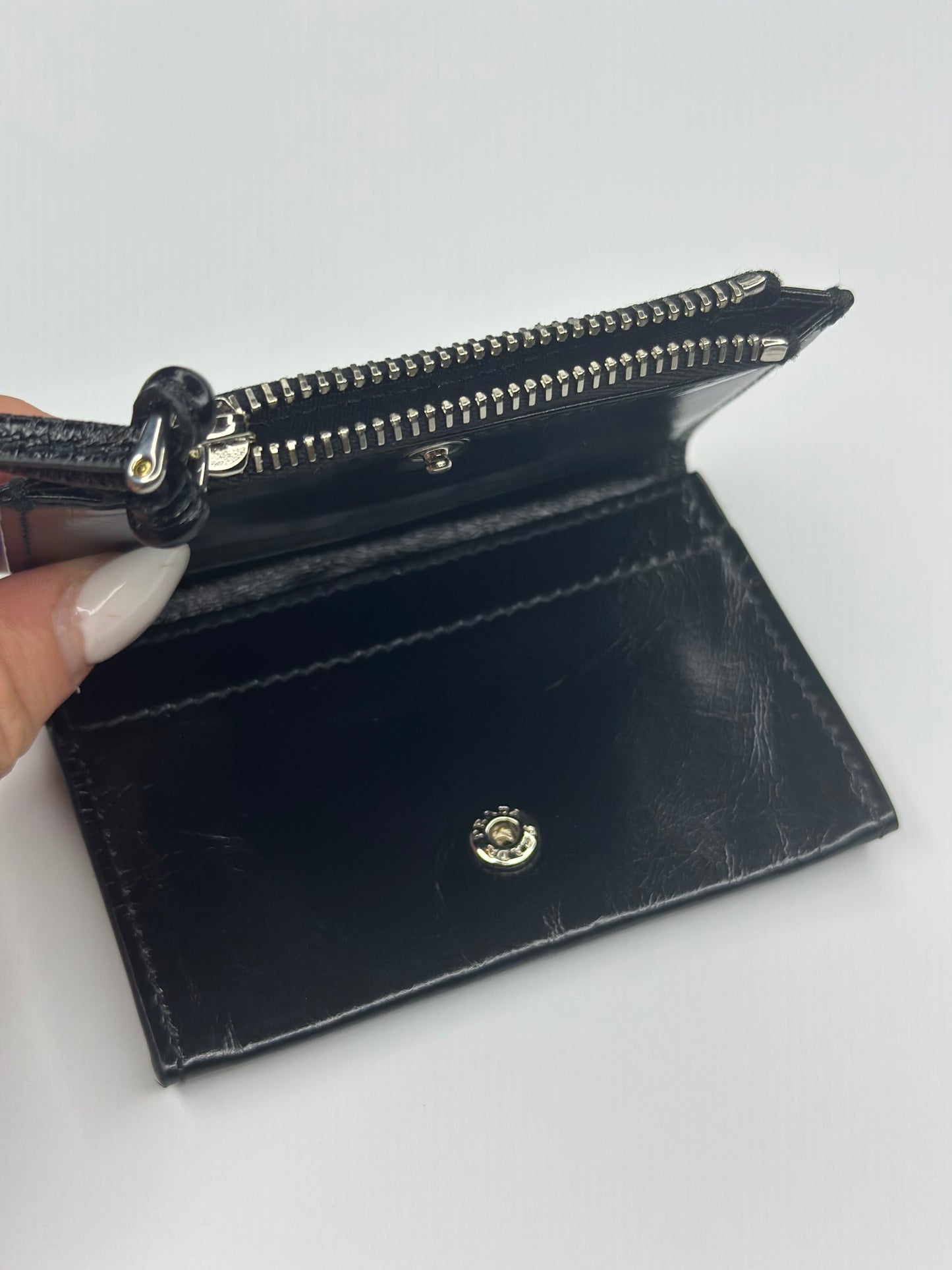 Pre-owned Prada Bifold Compact Cardholder Soft Lux Black