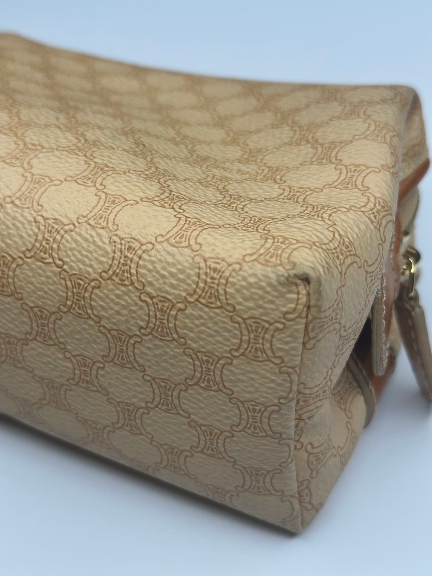 Pre-owned Celine beige macadam canvas small cosmetic pouch