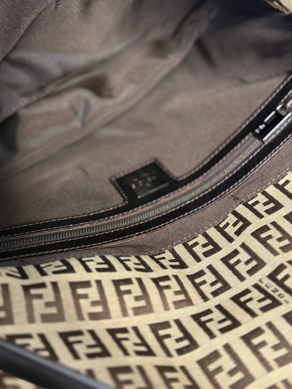 Pre-owned Fendi Zucchino canvas Brown baguette shoulder bag