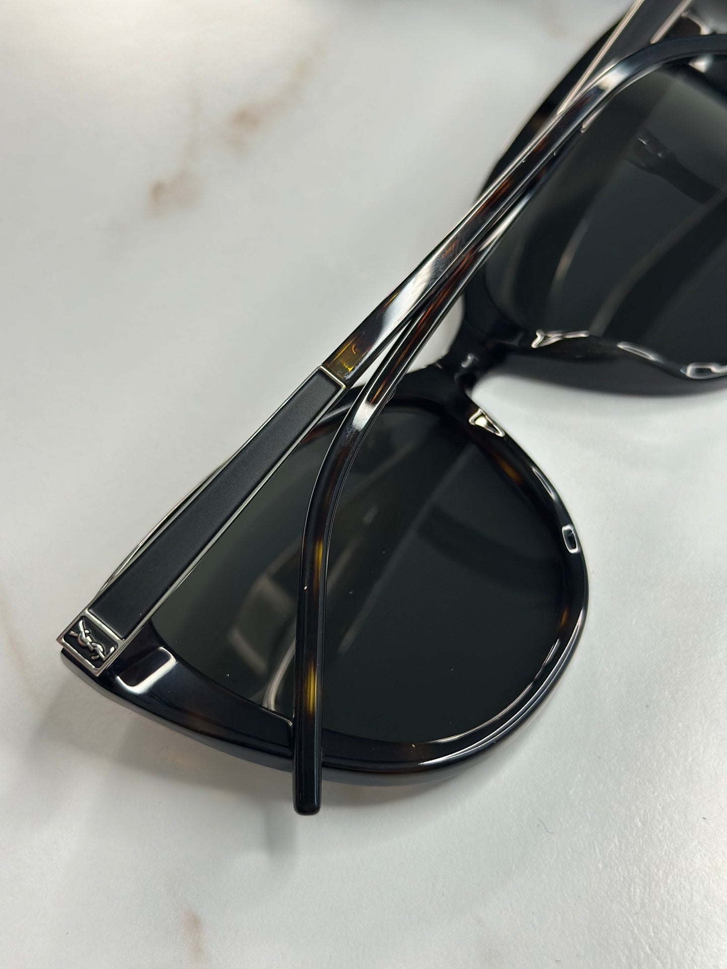 Pre-owned Saint Laurent dark Havana cat eye frames
