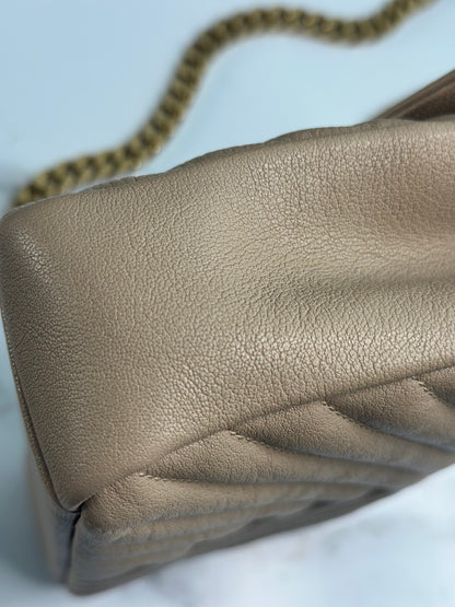 Pre-owned Saint Laurent Medium beige College Matelassé Leather Shoulder Bag